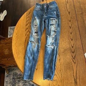 NO BO high rise sculpting skinny jeans ripped legs size 1